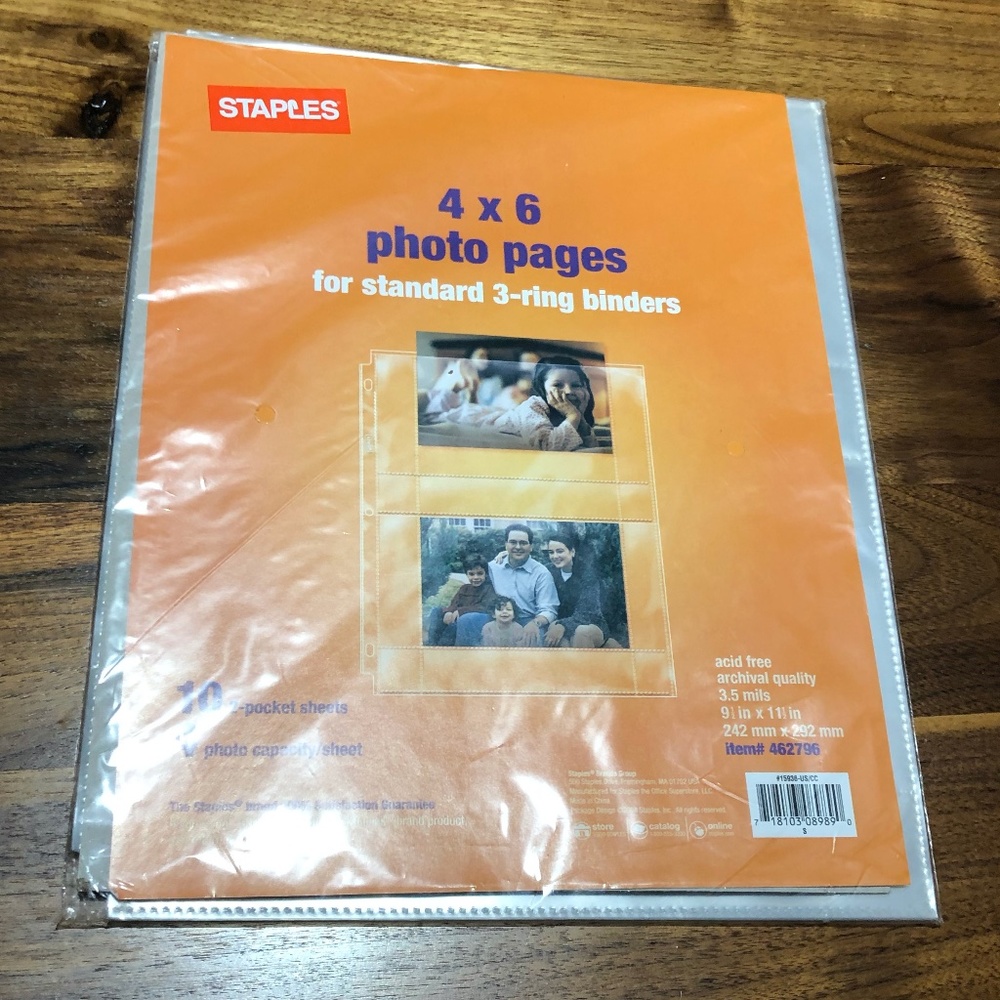 STAPLES 4X6 PHOTO PAGES*NEW*